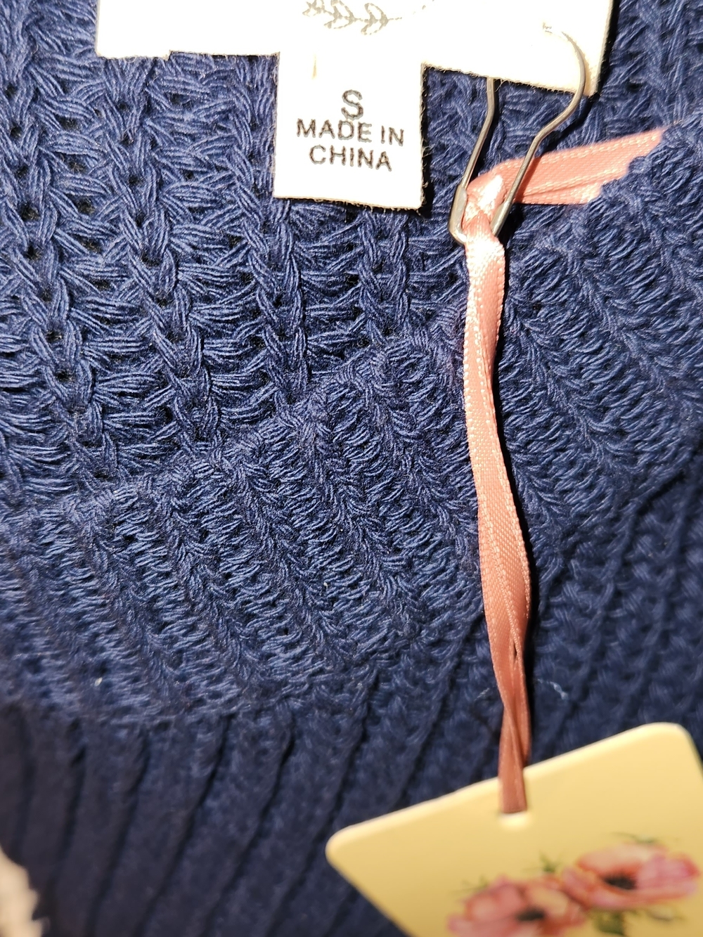 Entro Navy Knit Top with White Stripes - Picture 3 of 5